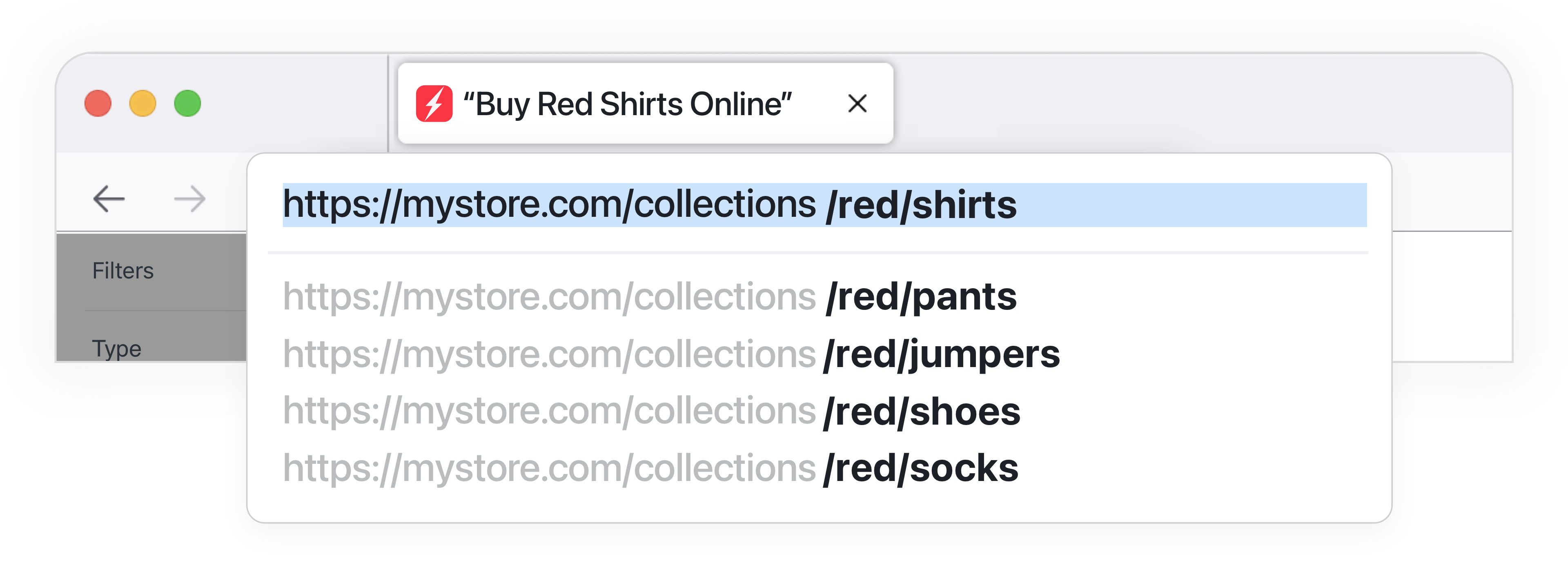 Filter Menu landing pages created for Shopify search optimization